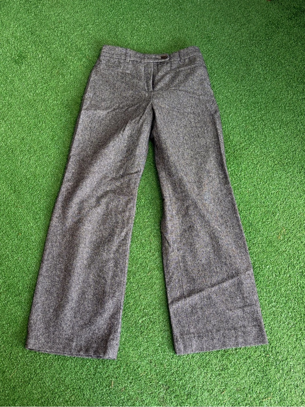 Women's Gray Wide-Leg Wool-Blend Trousers